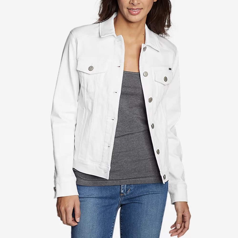 Eddie Bauer classic white jean jacket Medium